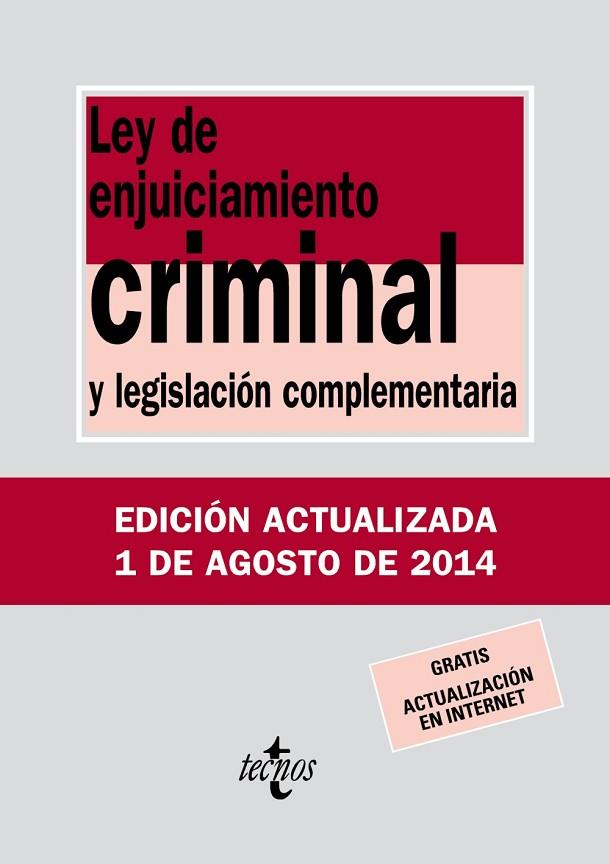 LEY DE ENJUICIAMIENTO CRIMINAL | 9788430962426 | EDITORIAL TECNOS | Llibreria L'Odissea - Libreria Online de Vilafranca del Penedès - Comprar libros