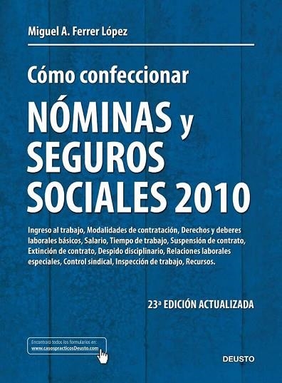 COMO CONFECCIONAR NOMINAS Y SEGUROS SOCIALES 2010 | 9788423427765 | FERRER LOPEZ, MIGUEL ANGEL | Llibreria Online de Vilafranca del Penedès | Comprar llibres en català