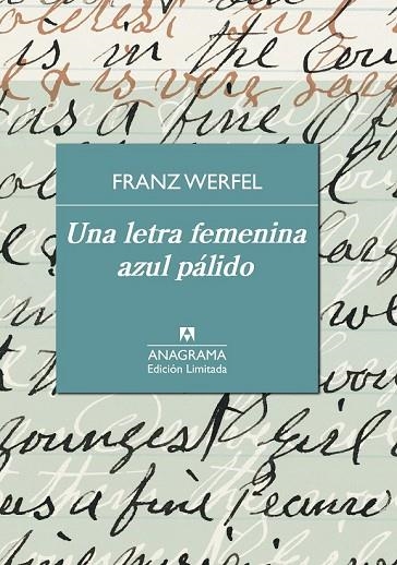 UNA LETRA FEMENINA AZUL PÁLIDO | 9788433928450 | WERFEL, FRANZ | Llibreria L'Odissea - Libreria Online de Vilafranca del Penedès - Comprar libros