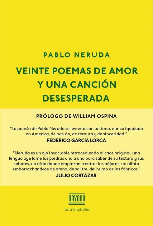 VEINTE POEMAS DE AMOR Y UNA CANCIÓN DESESPERADA | 9788416259595 | NERUDA, PABLO | Llibreria Online de Vilafranca del Penedès | Comprar llibres en català