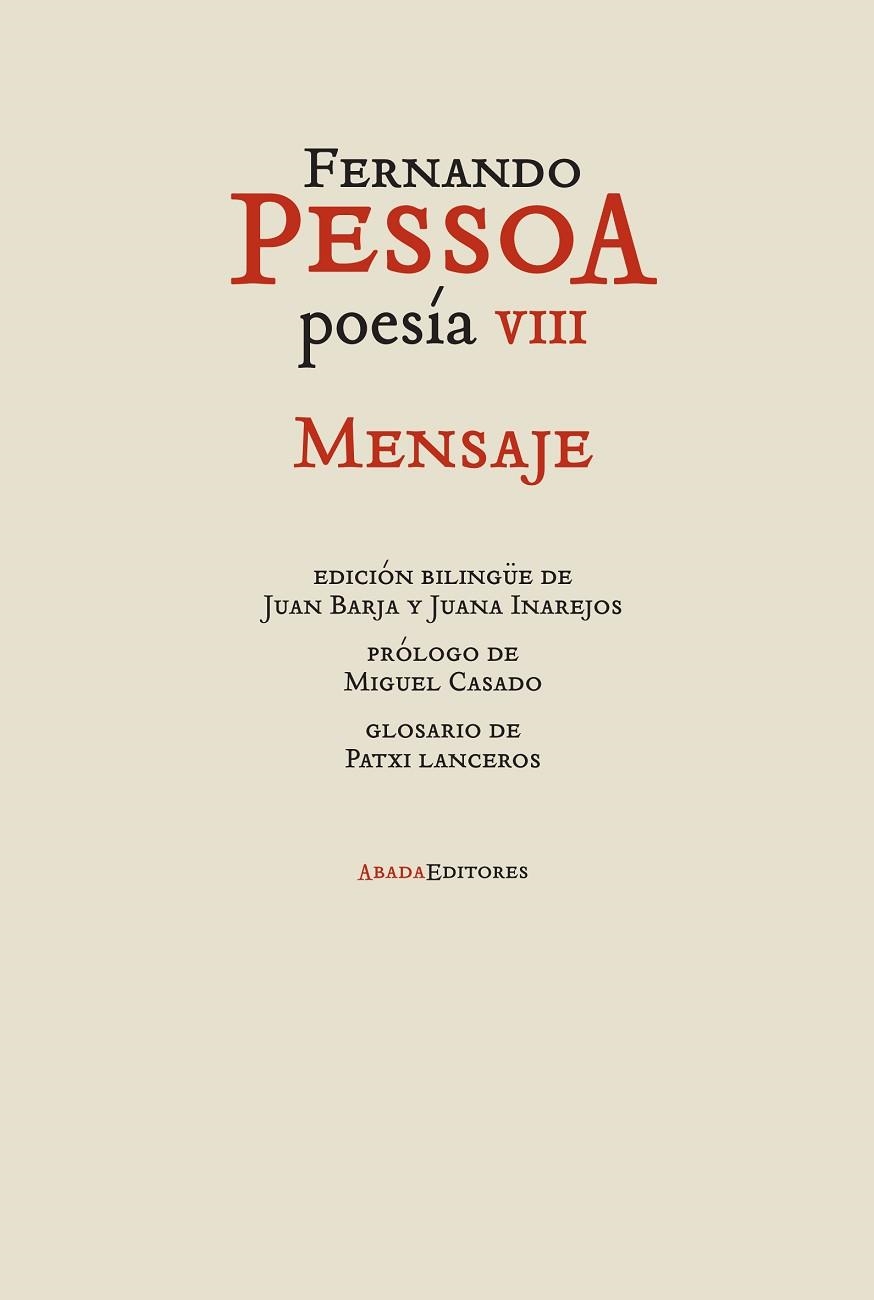 POESÍA VIII MENSAJE | 9788416160594 | PESSOA, FERNANDO | Llibreria Online de Vilafranca del Penedès | Comprar llibres en català