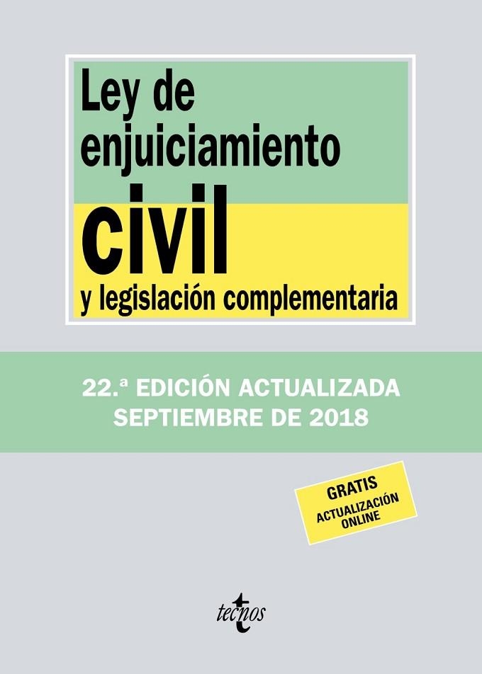 LEY DE ENJUICIAMIENTO CIVIL Y LEGISLACIÓN COMPLEMENTARIA SETEMBRE 2018 | 9788430975068 | AA VV | Llibreria Online de Vilafranca del Penedès | Comprar llibres en català