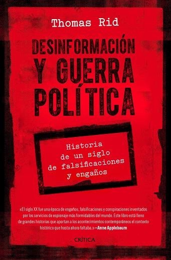 DESINFORMACIÓN Y GUERRA POLÍTICA | 9788491992776 | RID, THOMAS | Llibreria Online de Vilafranca del Penedès | Comprar llibres en català