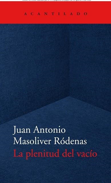 LA PLENITUD DEL VACÍO | 9788418370779 | MASOLIVER RÓDENAS, JUAN ANTONIO | Llibreria Online de Vilafranca del Penedès | Comprar llibres en català