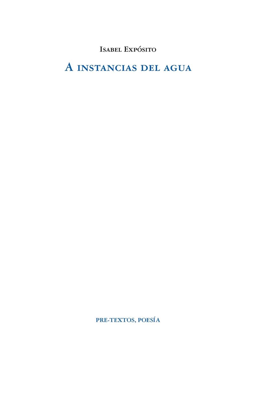 A INSTANCIAS DEL AGUA | 9788419633040 | EXPÓSITO, ISABEL | Llibreria Online de Vilafranca del Penedès | Comprar llibres en català