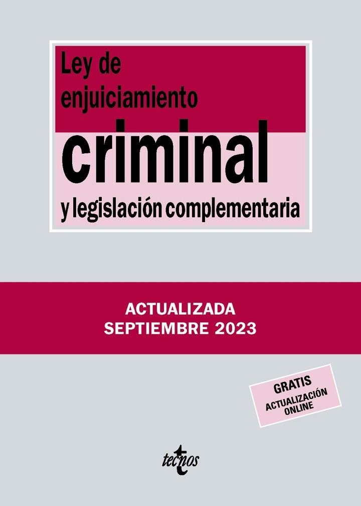 LEY DE ENJUICIAMIENTO CRIMINAL Y LEGISLACION COMPLEMENTARIA | 9788430988433 | EDITORIAL TECNOS | Llibreria L'Odissea - Libreria Online de Vilafranca del Penedès - Comprar libros