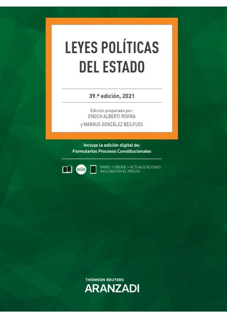 LEYES POLÍTICAS DEL ESTADO (PAPEL + E-BOOK) | 9788413905716 | ALBERTI ROVIRA, ENOCH/GONZÁLEZ BEILFUSS, MARKUS | Llibreria L'Odissea - Libreria Online de Vilafranca del Penedès - Comprar libros