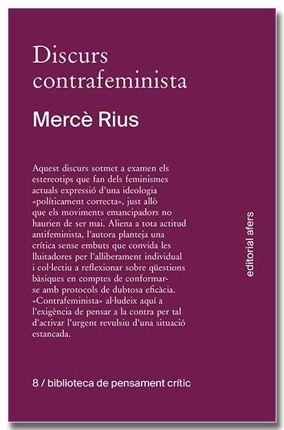 DISCURS CONTRAFEMINISTA | 9788418618758 | RIUS SANTAMARIA, MERCÈ | Llibreria L'Odissea - Libreria Online de Vilafranca del Penedès - Comprar libros