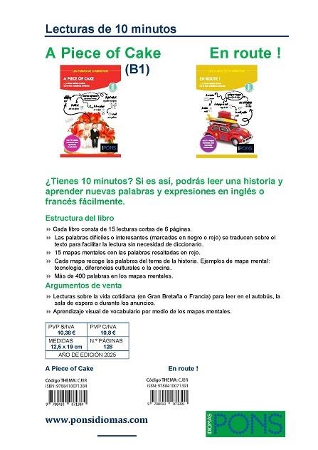 LECTURAS DE 10 MINUTOS A PIECE OF CAKE | 9788410071384 | IDIOMAS, PONS | Llibreria Online de Vilafranca del Penedès | Comprar llibres en català